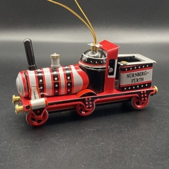 Vintage German Tin Train Ornament Furth Nurnberg Painted Metal Locomotive - Picture 2 of 7